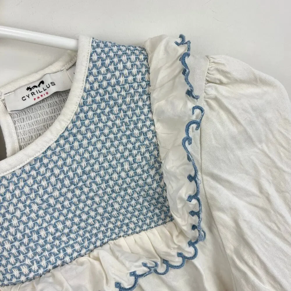 Cyrillis Paris Long Sleeve Smocked Ruffle Blouse 12